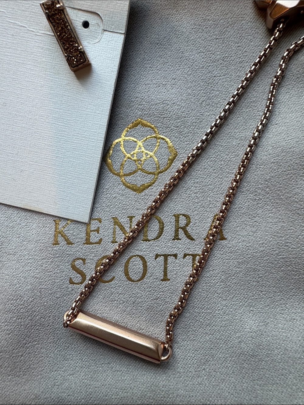Kendra Scott Rose Gold Glitter Bar Earrings and Bracelet Set - Picture 5 of 7